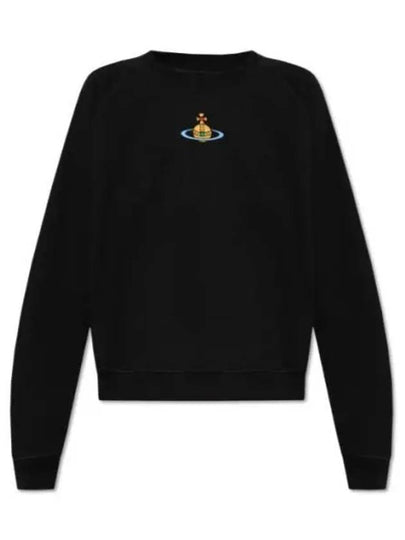 Embroidered Logo Cotton Sweatshirt Black - VIVIENNE WESTWOOD - BALAAN 2