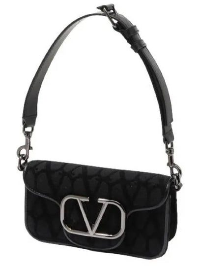 Toile Iconographe Fabric Leather Shoulder Bag Black - VALENTINO - BALAAN 2