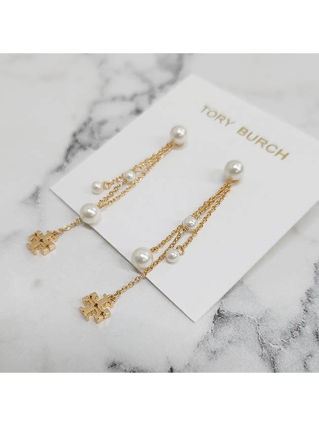 Long Kira Pearl Drop Earrings Gold - TORY BURCH - BALAAN 6