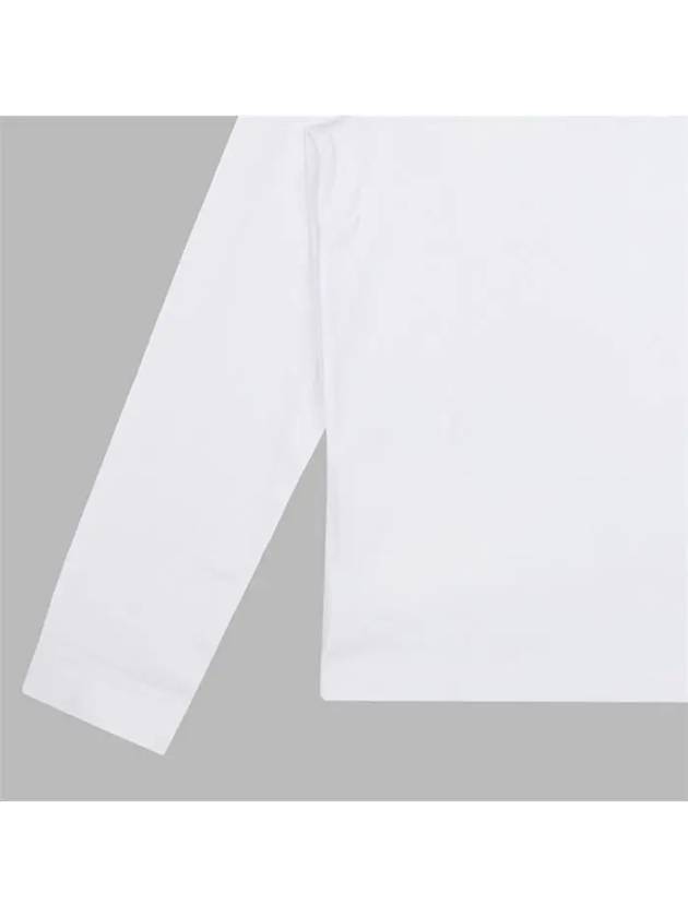 Chain Stitch Heart Logo Long Sleeve T-Shirt White - AMI - BALAAN 6