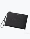 Embossed Leather Grain De Poudre Zipper Tablet Clutch Bag Black - SAINT LAURENT - BALAAN 2