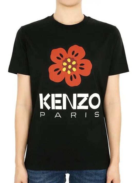 Women's Boke Flower Loose Fit Short Sleeve T-Shirt Black - KENZO - BALAAN 2