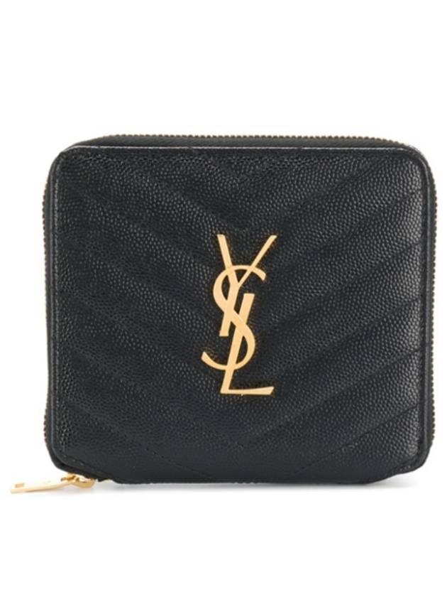 Monogram Compact Zipper Halfwallet Black - SAINT LAURENT - BALAAN 2