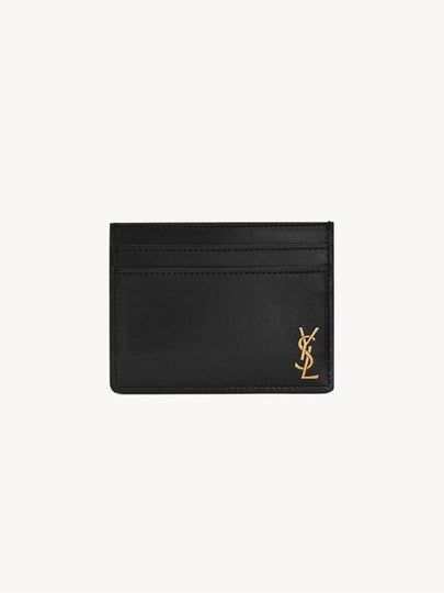 Tiny Monogram Shiny Leather Card Case Black - SAINT LAURENT - BALAAN 2