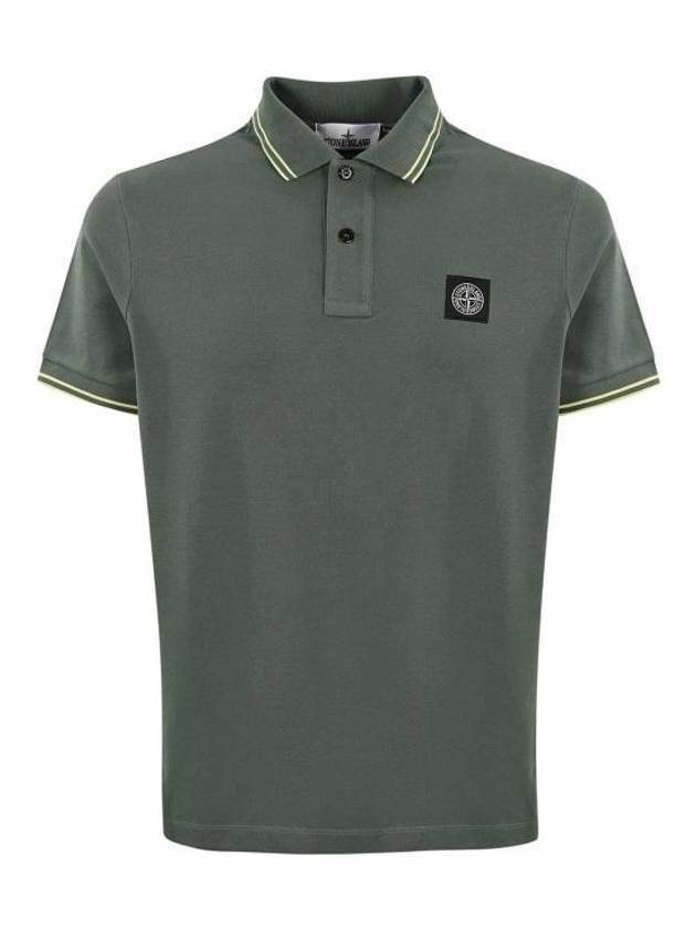 Stretch Cotton Pique Short Sleeve Polo Shirt Dark Green - STONE ISLAND - BALAAN 2