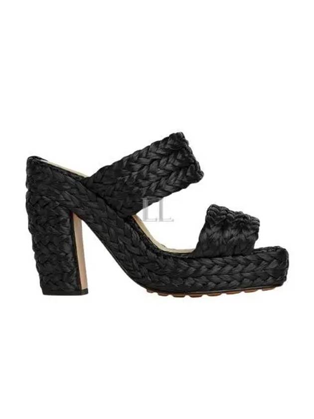 Trinity Weave Raffia Mule Heel Black - BOTTEGA VENETA - BALAAN 2