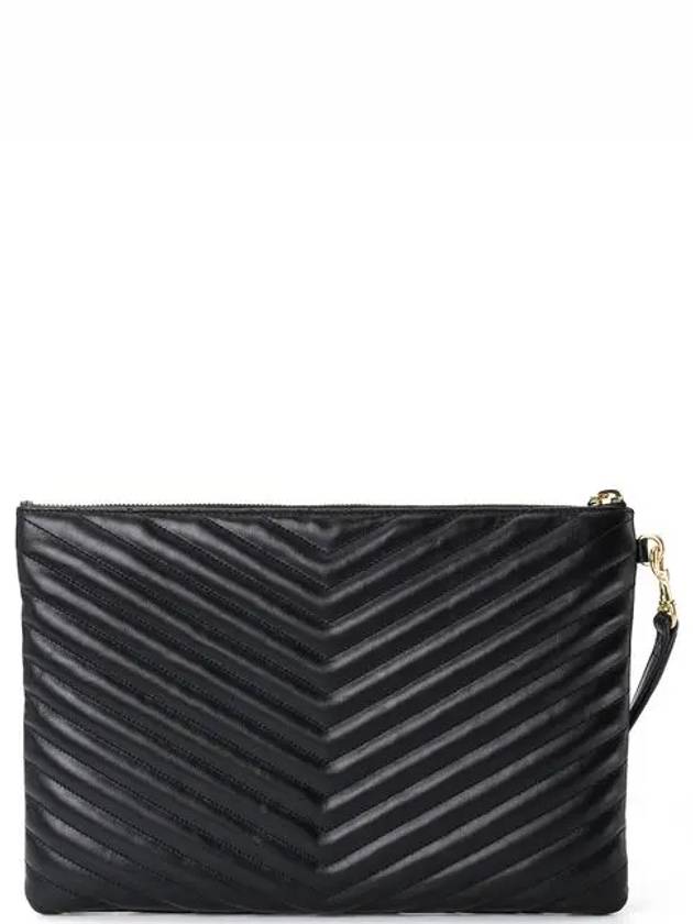 Gold Monogram Matelasse Clutch Bag Black - SAINT LAURENT - BALAAN 4