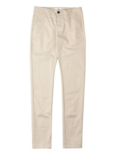 Mid-Rise Cotton Straight Pants Beige - AMI - BALAAN 2