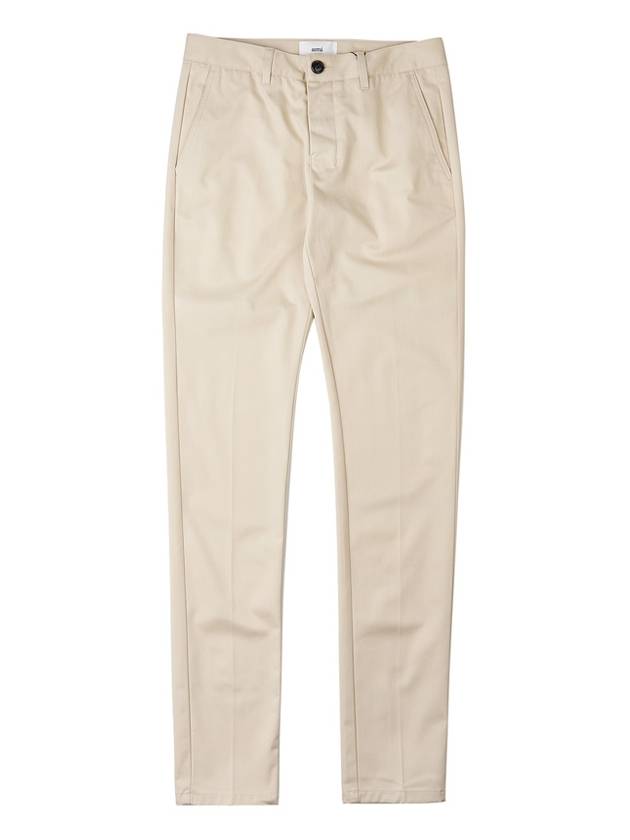 Mid-Rise Cotton Straight Pants Beige - AMI - BALAAN 9