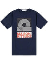Black Anthony Burri Logo Classic Short Sleeve T-Shirt Navy - MAISON KITSUNE - BALAAN.