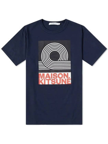 Black Anthony Burrill Logo Classic Cotton Short Sleeve T-Shirt Navy - MAISON KITSUNE - BALAAN 1