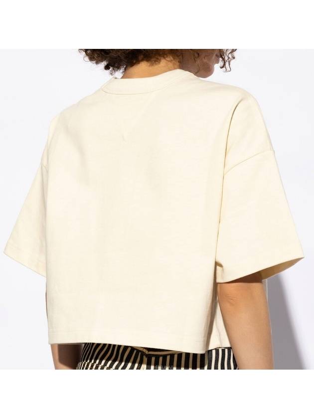 Croptop Cotton Short Sleeve T-Shirt Ivory - BOTTEGA VENETA - BALAAN 3