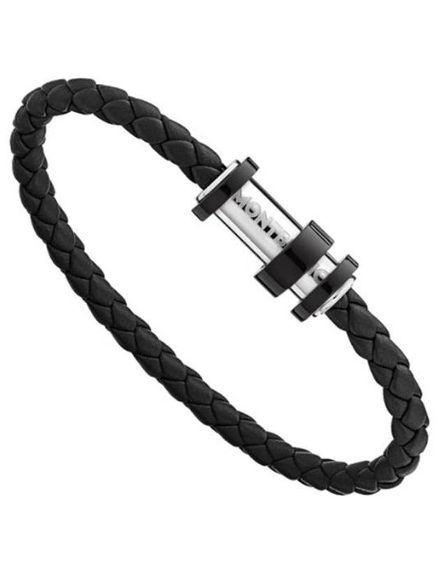 Woven Leather Steel Closing Bracelet Black - MONTBLANC - BALAAN 2