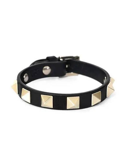 Women's Rockstud Leather Bracelet Black - VALENTINO - BALAAN 2