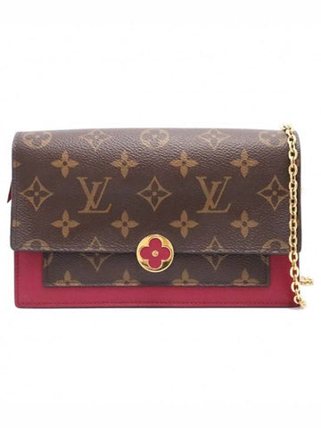 Women s Louis Vuitton M67404 Fuchsia Monogram Leather Flor Chain Wallet Crossbag gt cross bag Gangbuk used luxury goods - LOUIS VUITTON - BALAAN 1