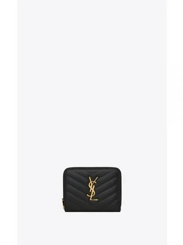 Cassandra Quilting Around Half Wallet Black - SAINT LAURENT - BALAAN 2