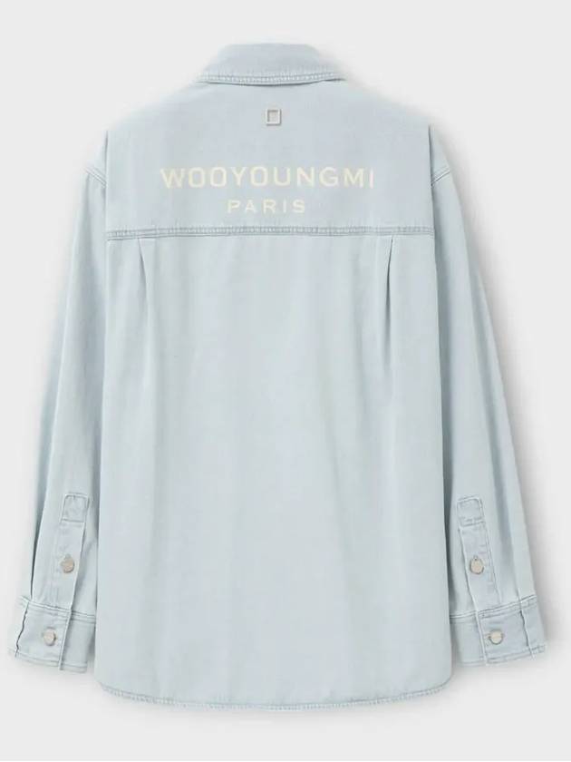 Back Logo Denim Cotton Long Sleeve Shirt Blue - WOOYOUNGMI - BALAAN 4