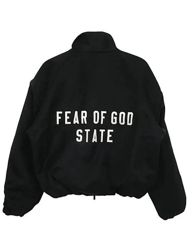 Texture Nylon Coach Trucker Jacket Black 202BT245360FW - FEAR OF GOD ESSENTIALS - BALAAN 1