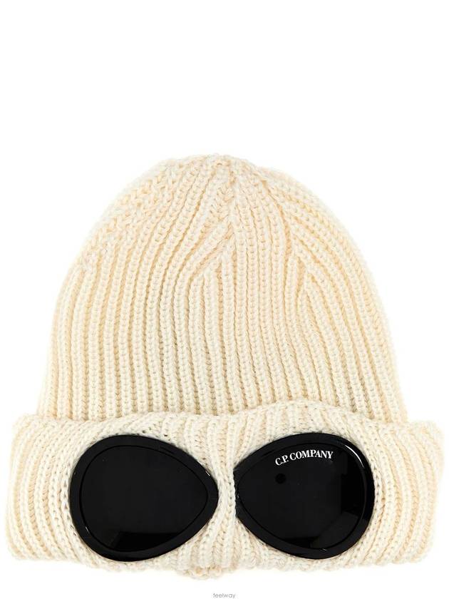 Signature Goggles Wool Beanie White - CP COMPANY - BALAAN 2