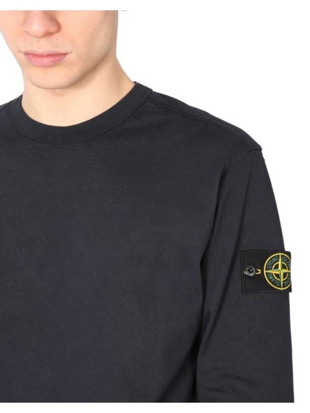 Logo Wappen Patch Crew Neck Long Sleeve T Shirt Navy - STONE ISLAND - BALAAN 5