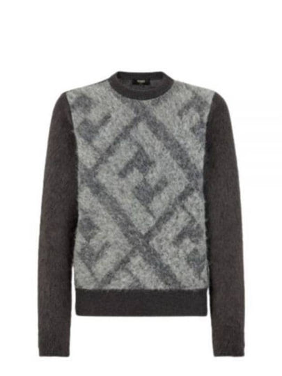 Crew Neck Alpaca Pullover Knit Top Grey - FENDI - BALAAN 2