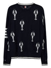 Lobster Merino Crew Neck Knit Top Navy - THOM BROWNE - BALAAN 3