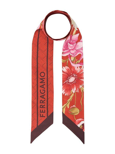 Bouquet Print Mini Scarf Red - SALVATORE FERRAGAMO - BALAAN 1