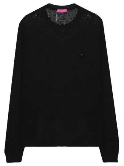 Rockstud Detail Cashmere Knit Top Black - VALENTINO - BALAAN 2