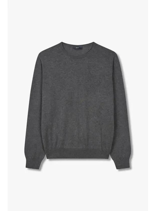 Men s Cashmere Silk Crew Neck Knit Charcoal - HERNO - BALAAN 1