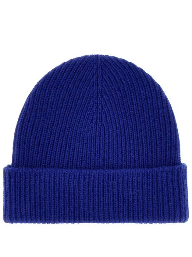 Embroidered Logo Ribbed Cashmere Beanie Blue - BURBERRY - BALAAN 2