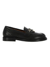 Ninna Chain Detail Leather Loafers Black - CHLOE - BALAAN.