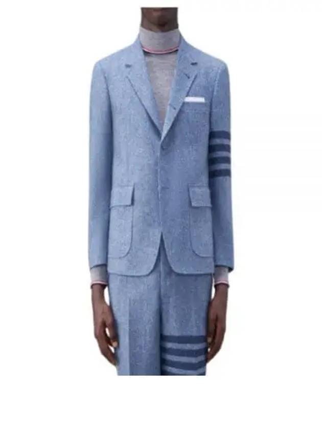 Donegal Tweed 4 Bar Single Breasted Blazer Jacket Light Blue - THOM BROWNE - BALAAN 2