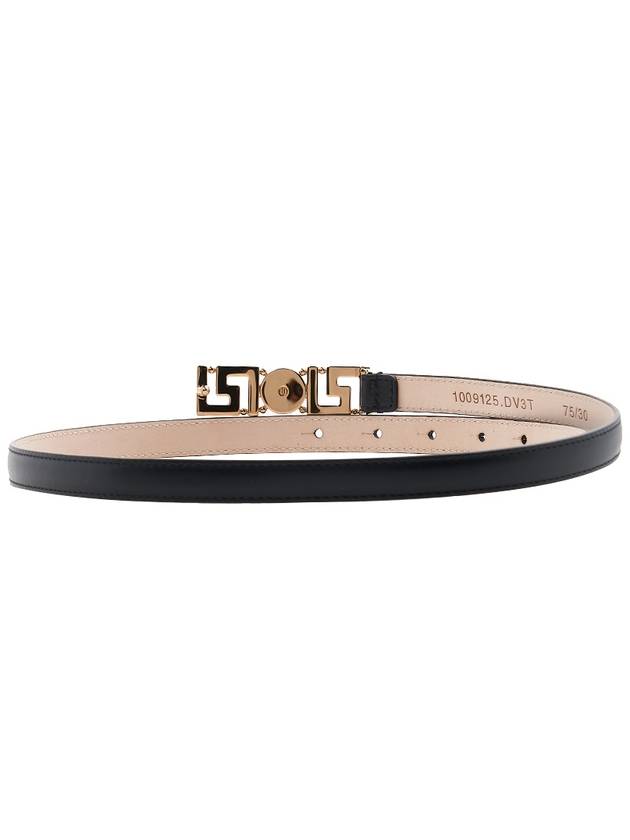 Greca gold buckle leather belt black - VERSACE - BALAAN.