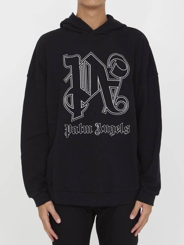 Monogram Popover Hoodie Black PMBB126E23FLE0011003 - PALM ANGELS - BALAAN 2