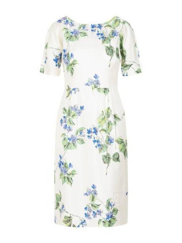 Women's Re-Edition 2003 Printed Silk Twill Midi Dress Chalk White - PRADA - BALAAN 1