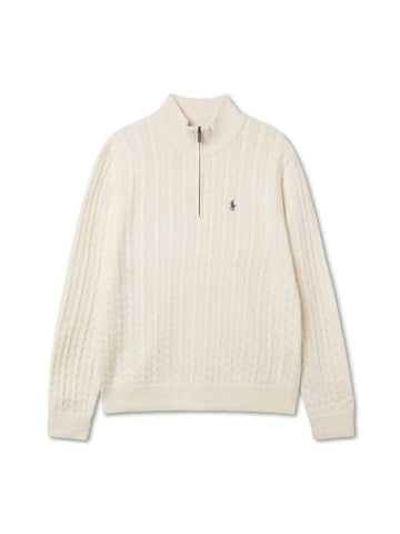 Cable Quarter Zip Knit Top Ivory - POLO RALPH LAUREN - BALAAN 1