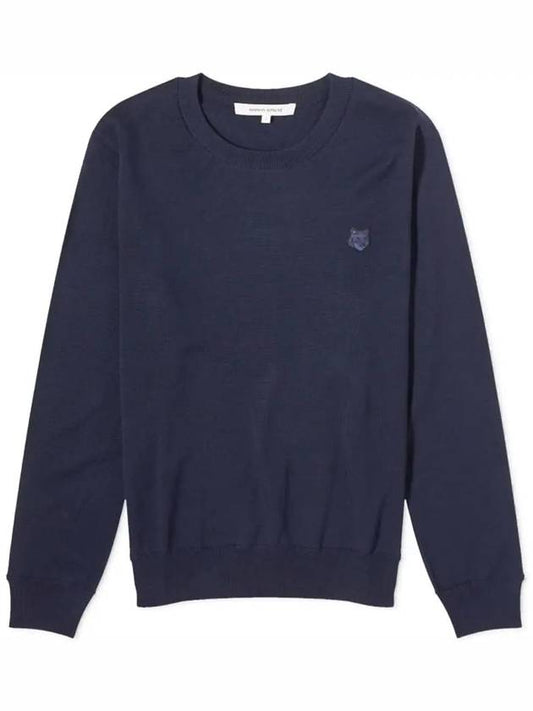 Bold Fox Head Wool Knit Top Ink Blue - MAISON KITSUNE - BALAAN 2