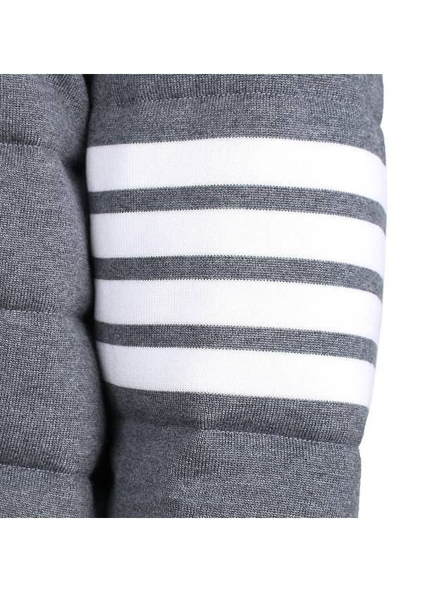 Jersey Stitch Padded 4 Bar Zip-Up Hoodie Grey - THOM BROWNE - BALAAN 8