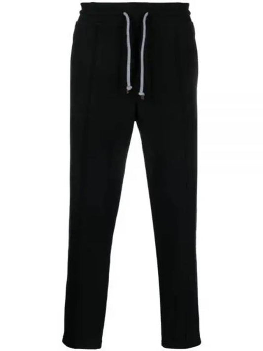 Men's Techno Fleece Cotton Track Pants Black - BRUNELLO CUCINELLI - BALAAN 2