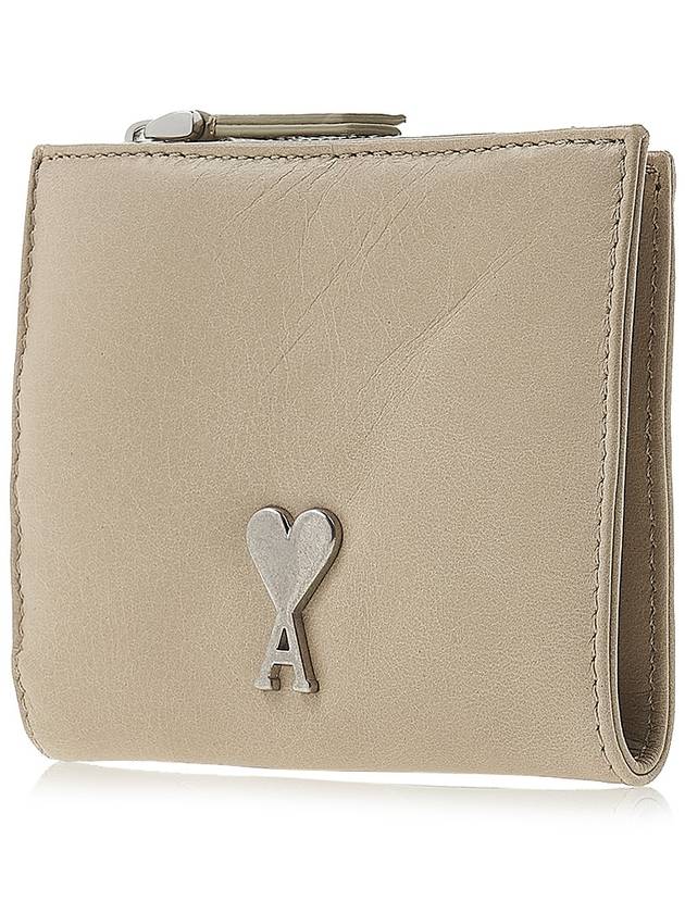 Heart Logo Half Wallet Beige - AMI - BALAAN 3