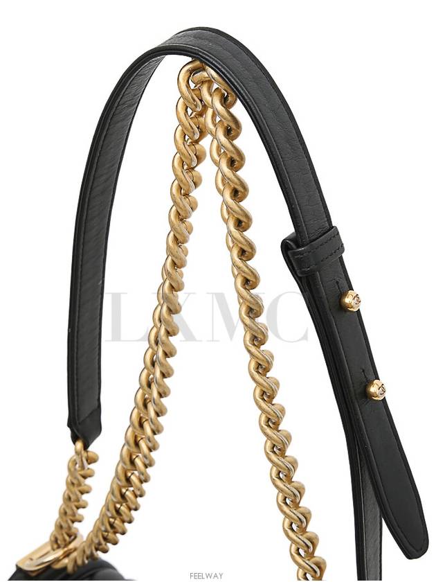 Classic Boy Bag Chevron Black Gold Chain Shoulder Flap - CHANEL - BALAAN 8