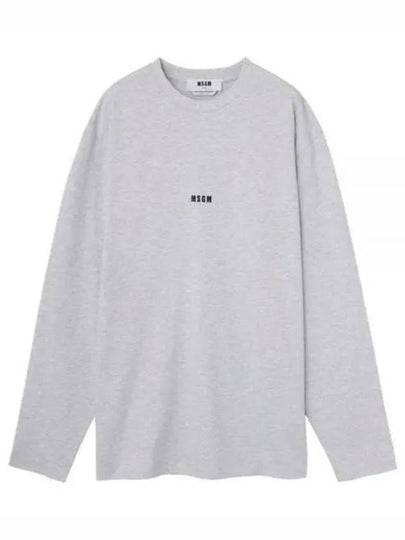 Micro Logo Print Long Sleeve T-Shirt Grey - MSGM - BALAAN 2