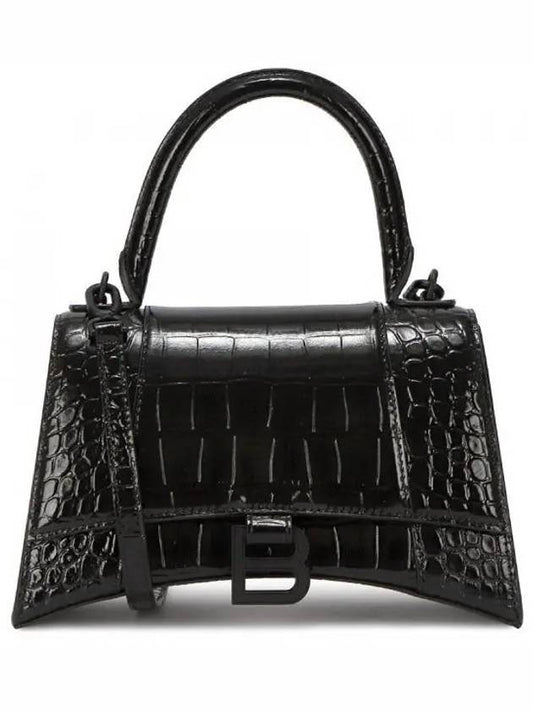 Hourglass Crocodile Small Tote Bag Black - BALENCIAGA - BALAAN 2