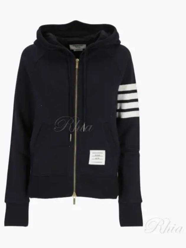 Engineered 4-Bar Stripe Loopback Jersey Knit Zip Up Hoodie Navy - THOM BROWNE - BALAAN 2