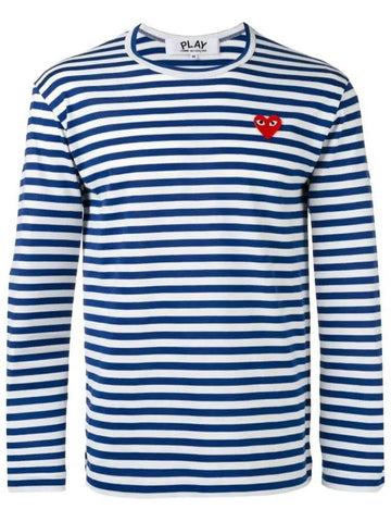 Comme des Garçons Waffen Striped Long Sleeve TShirt Blue Men's TShirt AZ T164 051 2 - GOLDEN GOOSE - BALAAN 1