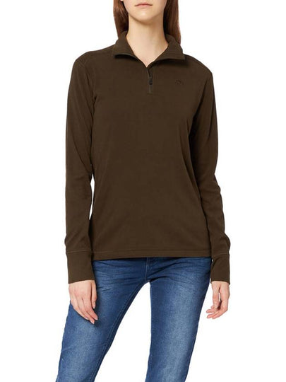 Women's Half Zip Long Sleeve T-Shirt  Dark Olive - FJALL RAVEN - BALAAN 2