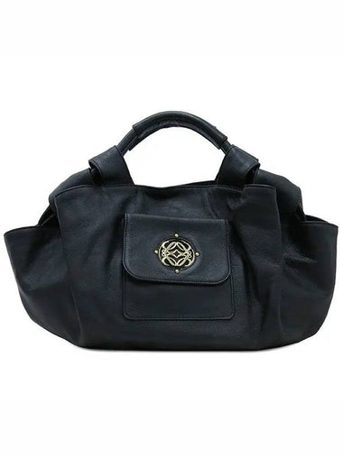 Black leather gold logo bronze new Brisa tote bag - LOEWE - BALAAN 1