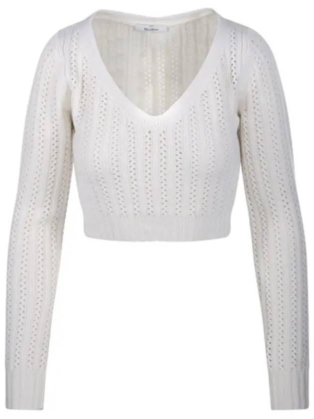 Ifrem Wool Cashmere Crop Knit Top White - MAX MARA - BALAAN 2