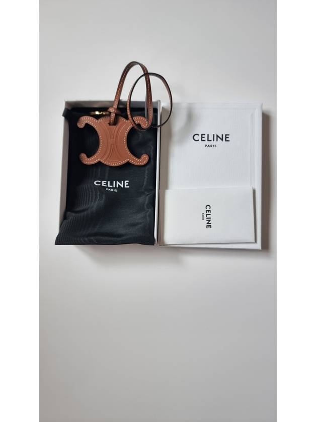 Triomphe Smooth Calfskin Charm Keyring Tan - CELINE - BALAAN 3