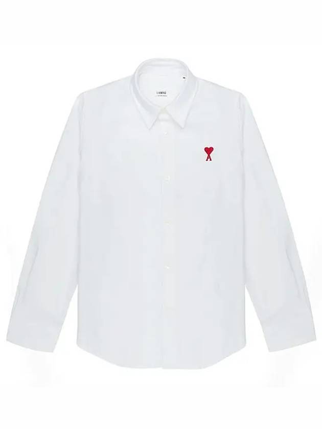 de Coeur Embroidered Logo Cotton Shirt White - AMI - BALAAN 2